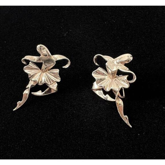 Vintage Gold Vermeil Ballerina Dancer Screw Back Earrings 1.5" Made in Mexico